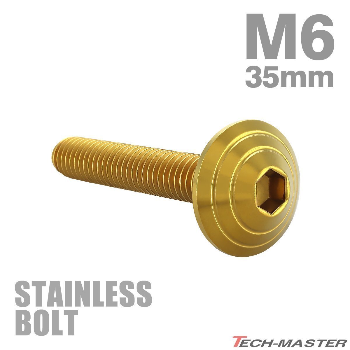 M6×35mm P1.0 ボタンボルト シェルヘッド ステンレス ゴールド カウル スクリーン フェンダー 車 バイク カスタム 1個 TR0112拍卖