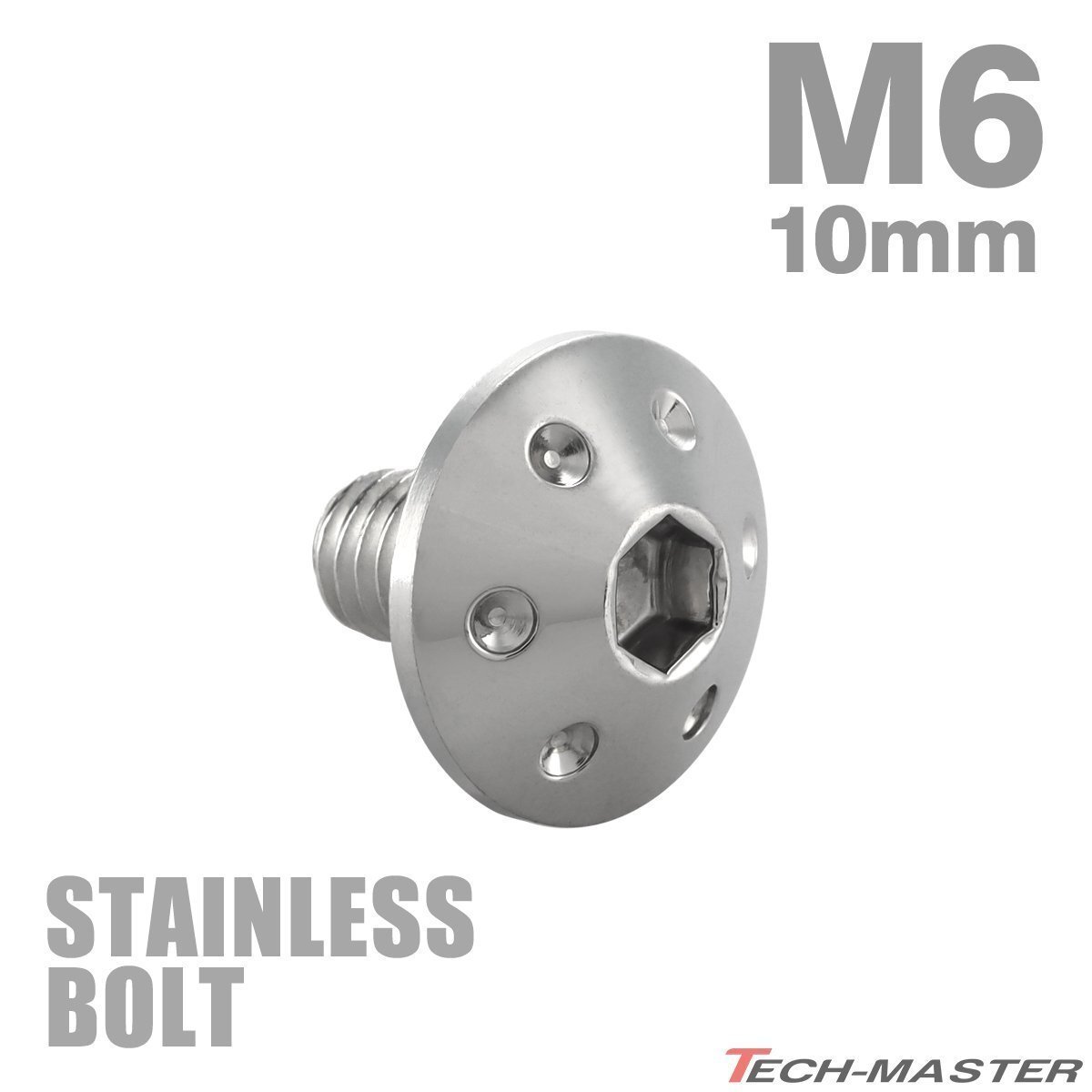 M6×10mm P1.0 ボタンボルト ホールヘッド ステンレス シルバー カウル スクリーン フェンダー 車 バイク カスタム 1個 TR0050拍卖