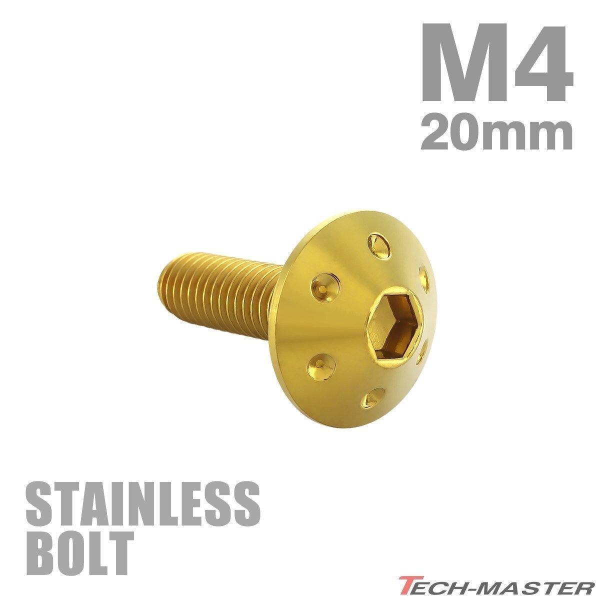 M4×20mm P0.7 ボタンボルト ホールヘッド ステンレス ゴールド カウル スクリーン フェンダー 車 バイク カスタム 1個 TR0059拍卖