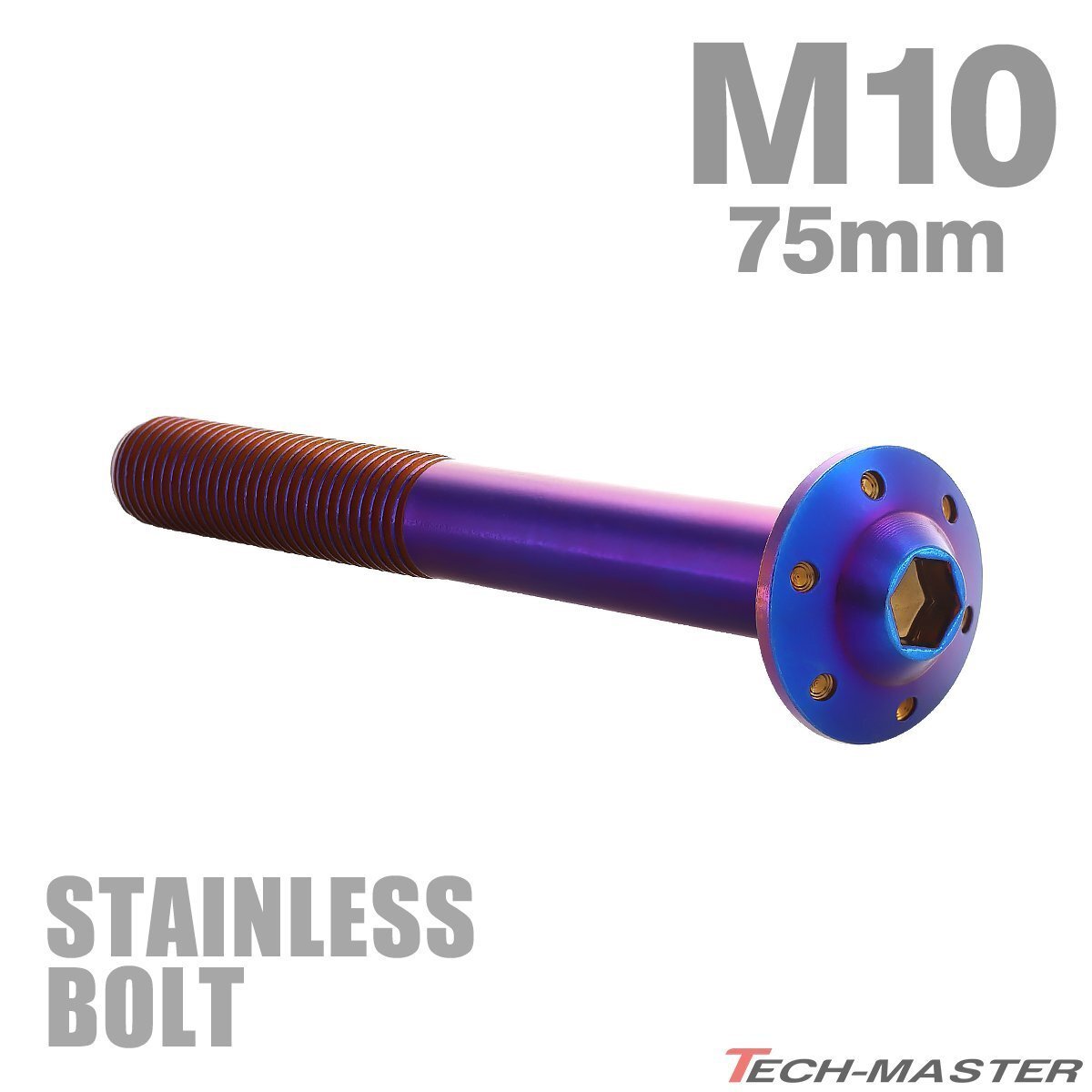 M10×75mm P1.25 ボタンボルト ステップホールヘッド ステンレス 焼きチタンカラー カウル フェンダー 車 バイク カスタム 1個 TR0677拍卖
