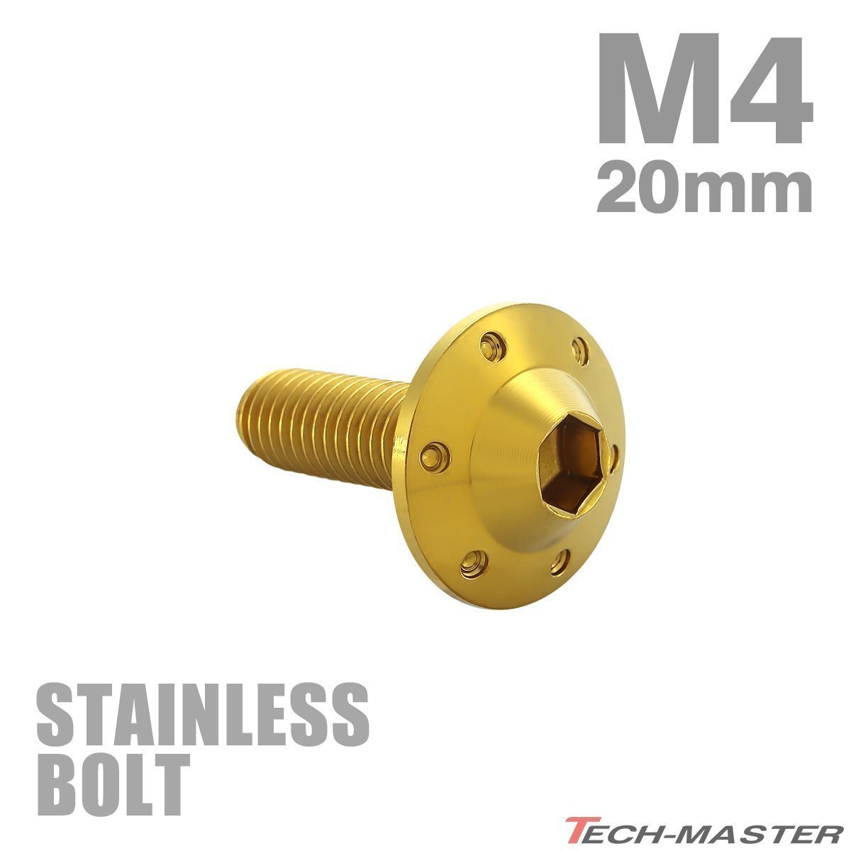 M4×20mm P0.7 ボタンボルト ステップホールヘッド ステンレス ゴールド カウル フェンダー 車 バイク カスタム 1個 TR0185拍卖