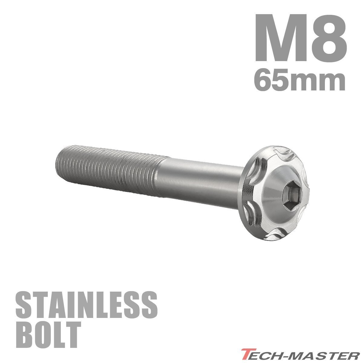 M8×65mm P1.25 ボタンボルト スノーヘッド ステンレス シルバー カウル フェンダー 車 バイク カスタム 1個 TR0471拍卖