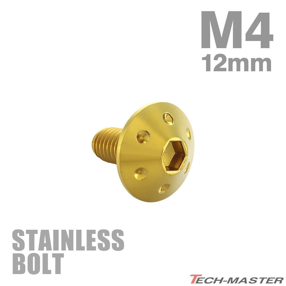 M4×12mm P0.7 ボタンボルト ホールヘッド ステンレス ゴールド カウル スクリーン フェンダー 車 バイク カスタム 1個 TR0057拍卖