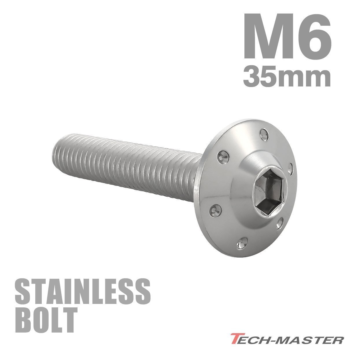 M6×35mm P1.0 ボタンボルト ステップホールヘッド ステンレス シルバー カウル フェンダー 車 バイク カスタム 1個 TR0182拍卖