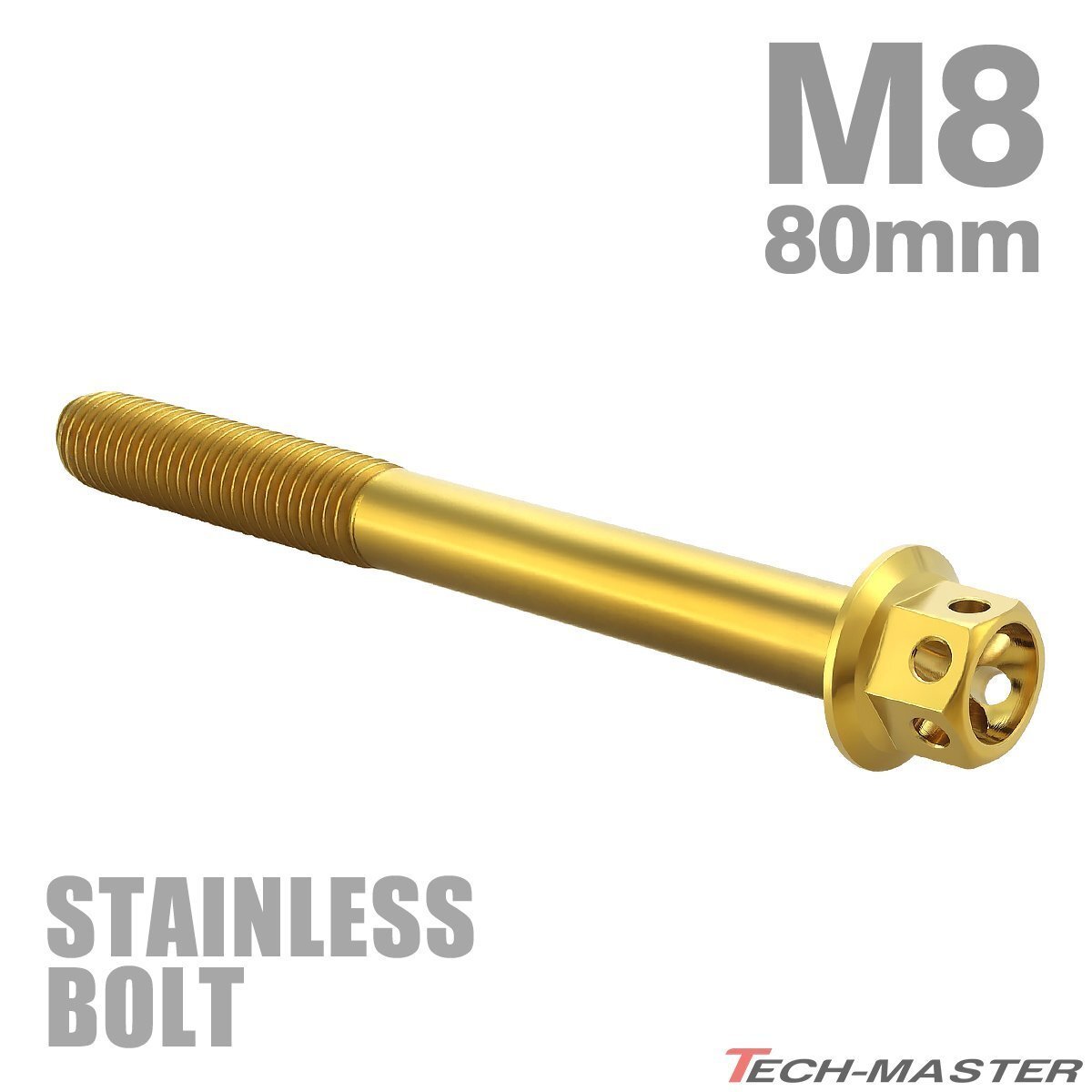 M8×80mm P1.25 フランジボルト フラワーヘッド ステンレス ゴールド カウル フェンダー エンジン 車 バイク カスタム 1個 TB0519拍卖
