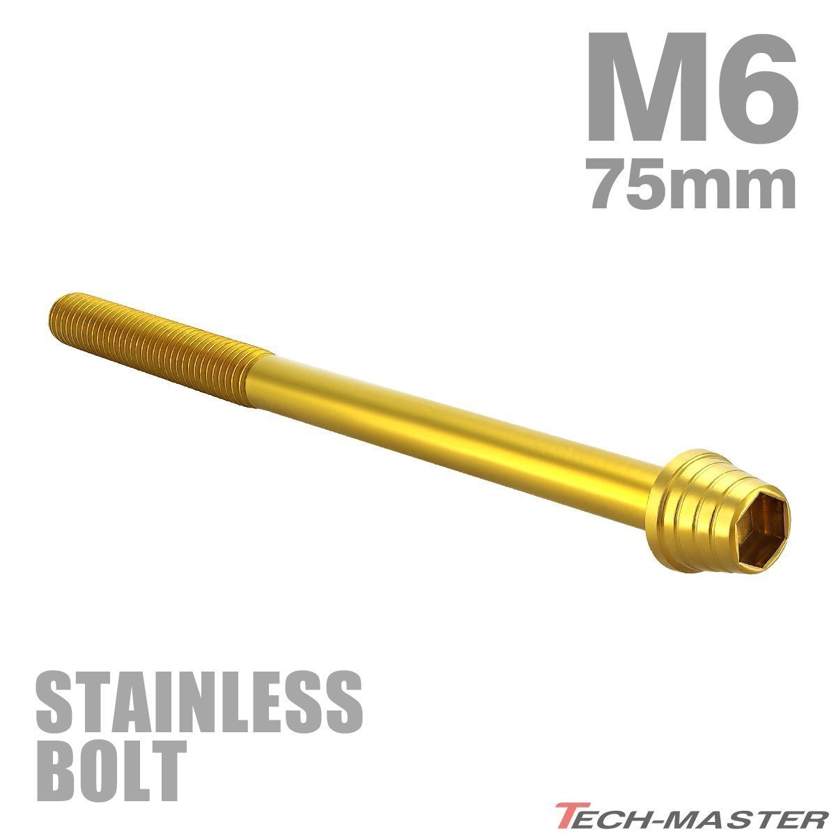M6×75mm P1.0 キャップボルト テーパーシェルヘッド ステンレス ゴールド カウル フェンダー エンジン 車 バイク カスタム 1個 TB0320拍卖