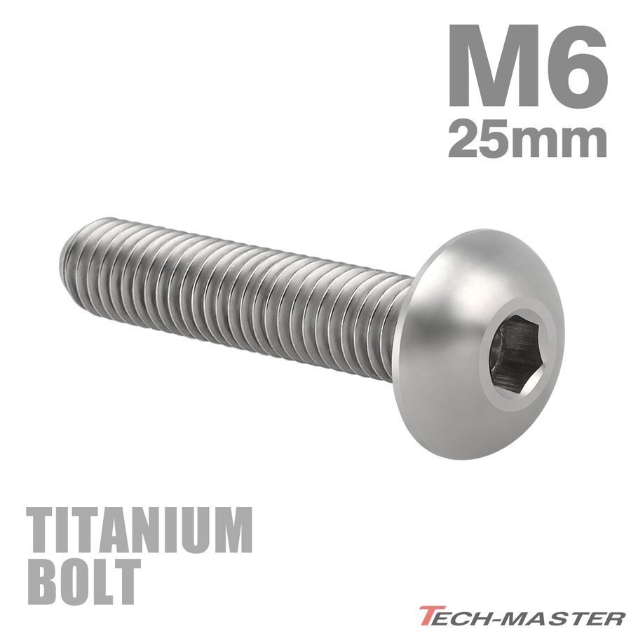 M6×25mm P1.0 64チタン合金 トラスヘッド 六角穴付き ボタンボルト シルバーカラー 車/バイク/自転車 1個 JA915拍卖