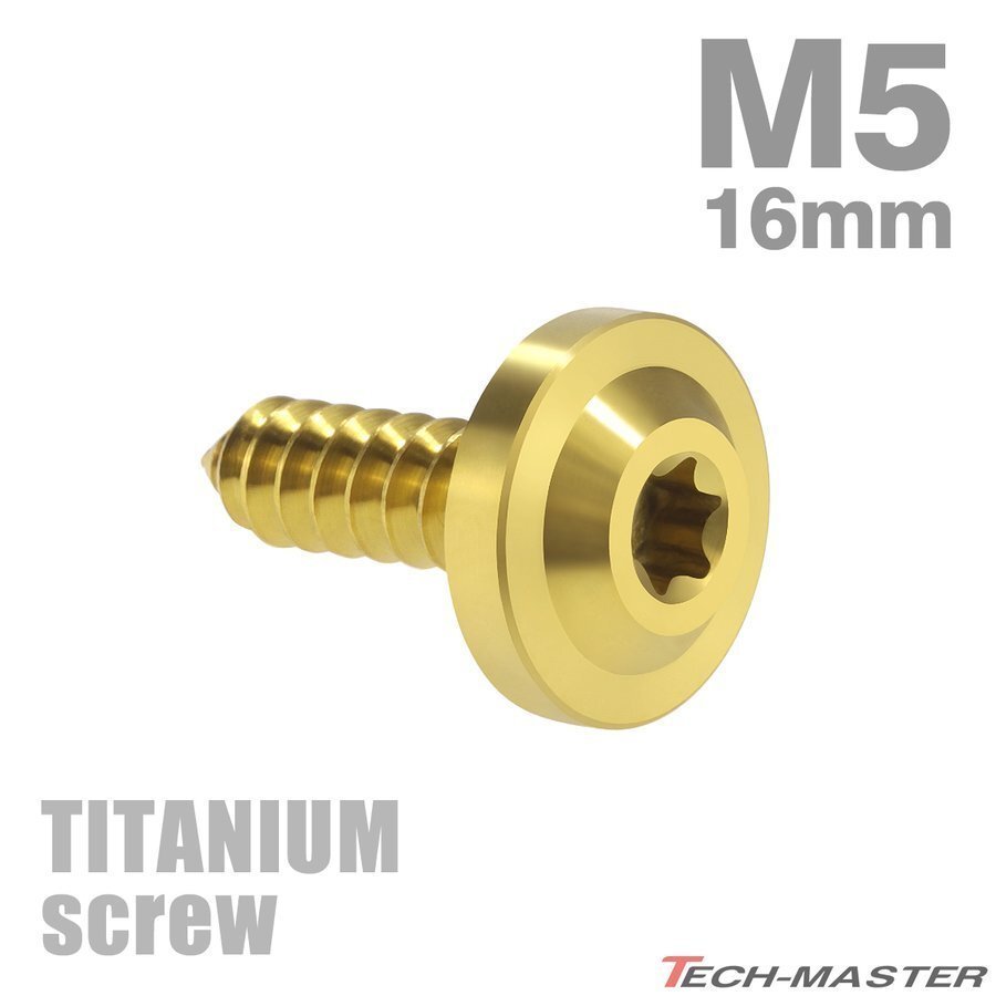 M5×16mm 64チタン合金 タッピングネジ トルクス穴 フランジ付き ゴールドカラー 車/バイク/自転車 1個 JA096拍卖