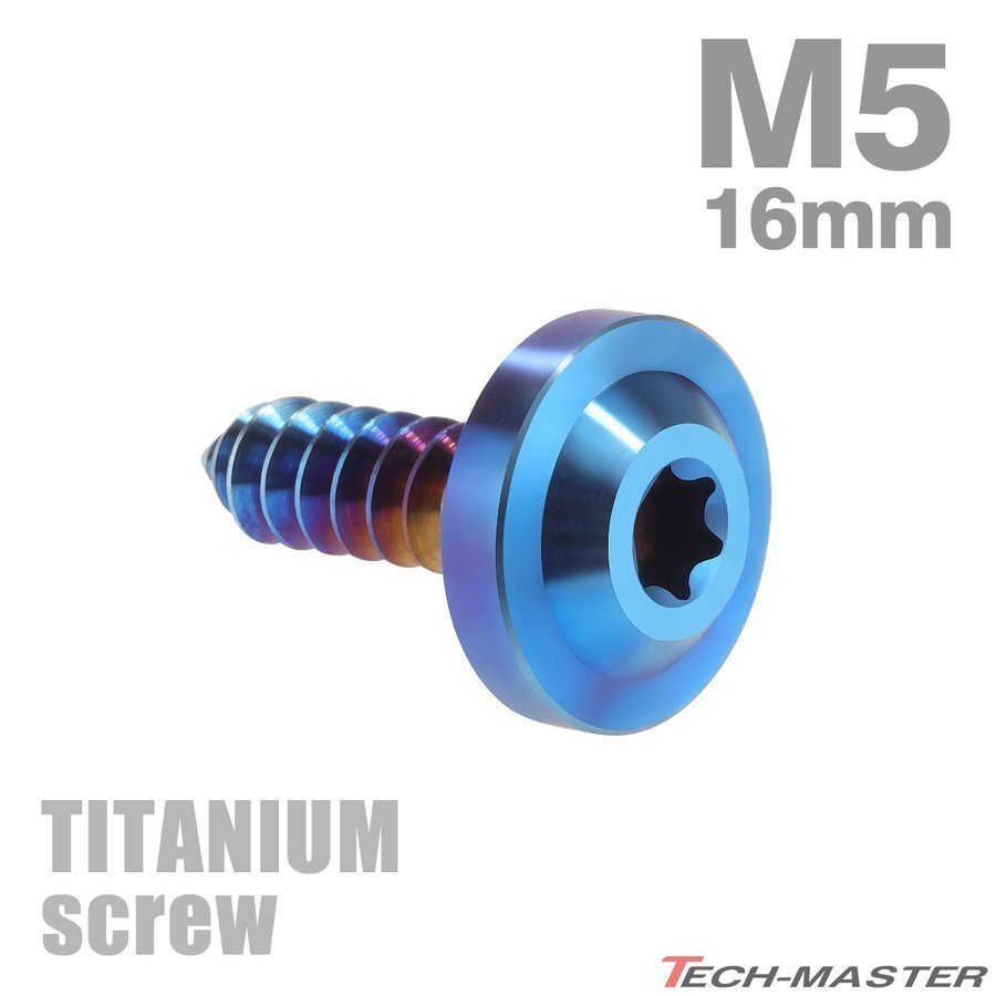 M5×16mm 64チタン合金 タッピングネジ トルクス穴 フランジ付き 焼きチタンカラー 車/バイク/自転車 1個 JA094拍卖