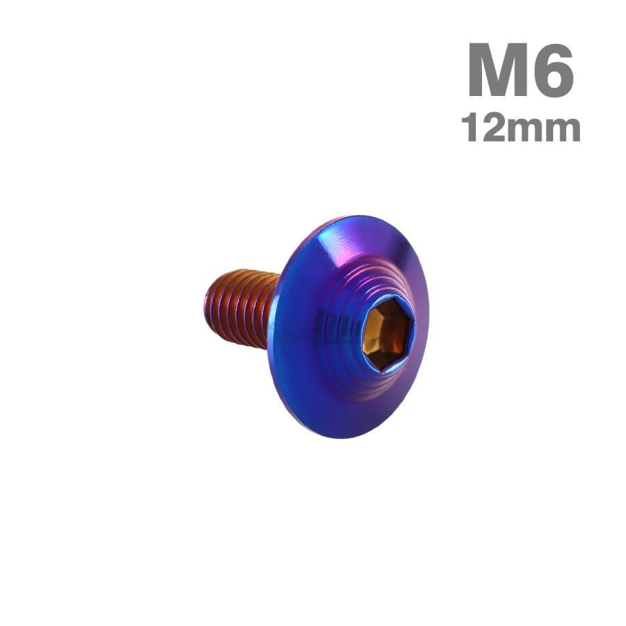 M6×12mm P1.0 ボタンボルト シェルヘッド フランジ付き ステンレス 焼きチタンカラー スクリーン フェンダー バイク カスタム 1個 TR0930拍卖