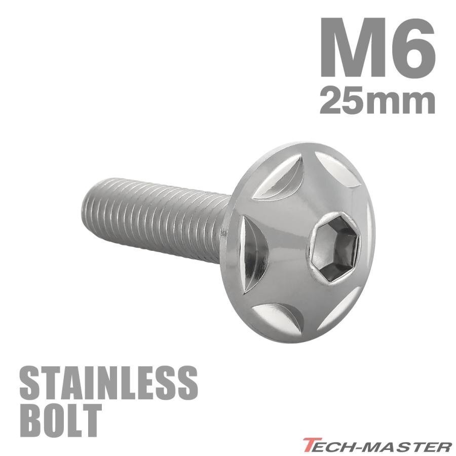 M6×25mm P1.0 ボタンボルト スターヘッド ステンレス シルバー カウル スクリーン フェンダー 車 バイク カスタム 1個 TR0012拍卖