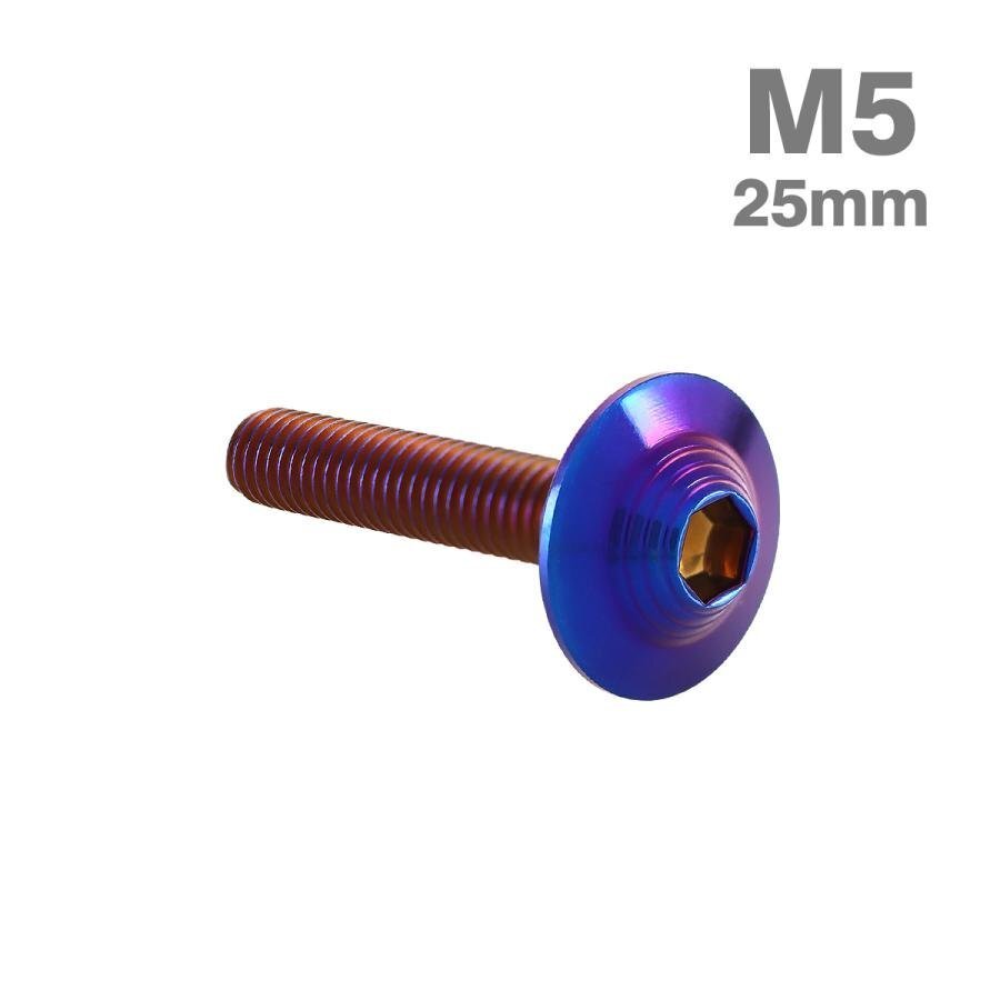 M5×25mm P0.8 ボタンボルト シェルヘッド フランジ付き ステンレス 焼きチタンカラー スクリーン フェンダー バイク カスタム 1個 TR0928拍卖