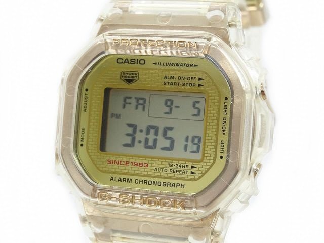 美品 CASIO カシオ DW-5035E 時計 ■ G-SHOCK ジーショック グレイシアゴールド クリアスケルトン デジタル 腕時計 35周年 メンズ □7I拍卖