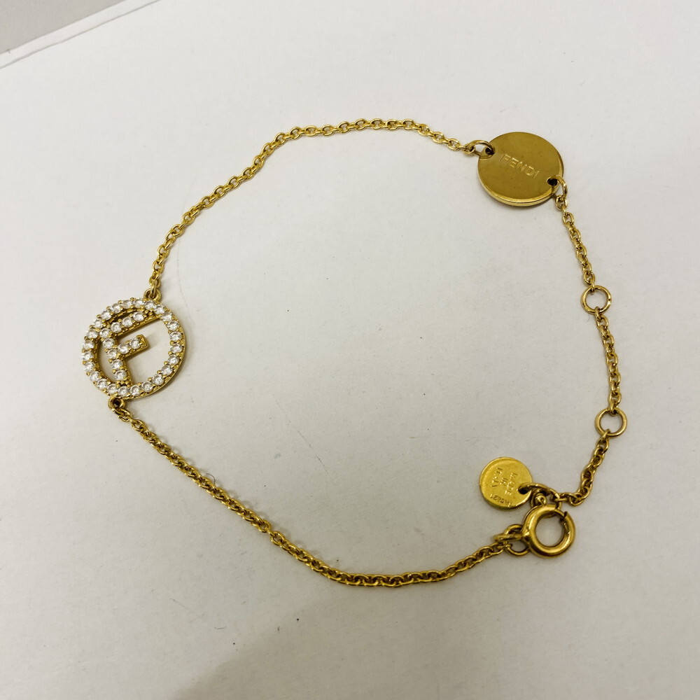 ICH【中古】FENDI フェンディ ブレスレット エフ イズ フェンディ 8AG761 ゴールド ラインストーン〈182-250901-KB-08-ICH〉拍卖