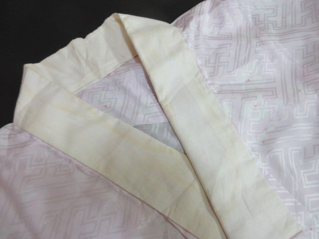 1円 中古 化繊 長襦袢 式典 和装 和服 アンティーク 紗綾形文 花柄 単衣 身丈112cm 裄64cm【夢職】★拍卖