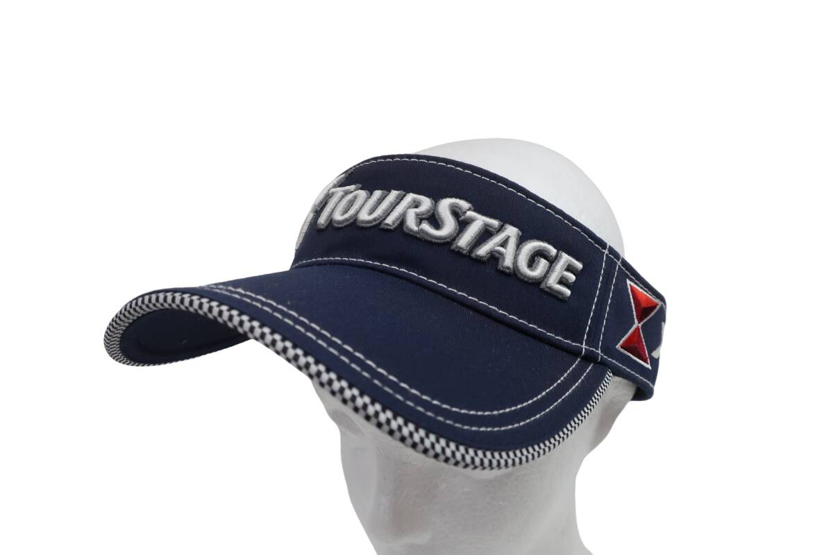 【美品】TOURSTAGE(ツアーステージ) サンバイザー ネイビー メンズ フリーサイズ ゴルフウェア 2507-0465 中古拍卖