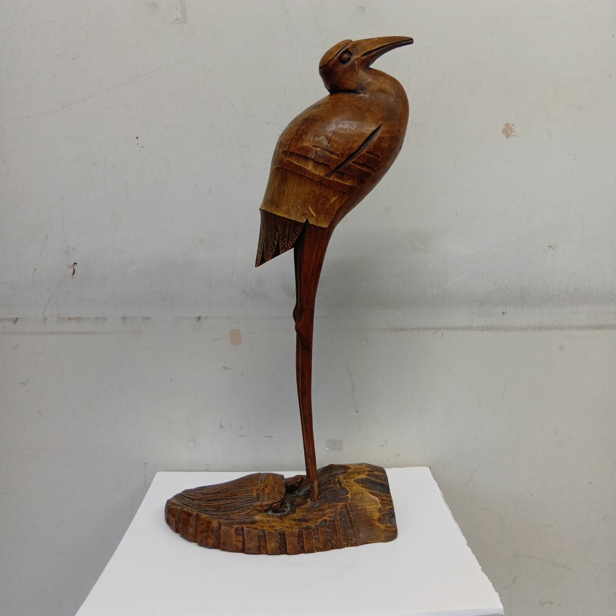 鶴、亀 置物 竹細工 縁起物 アンティーク品 旧家蔵出し品拍卖