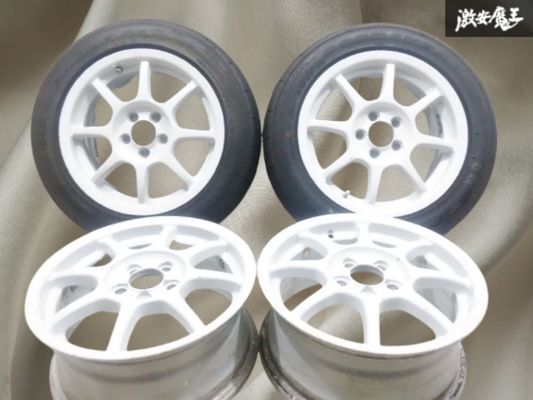 ●【廃盤品 競技用 軽量】 ENKEI エンケイ RC-T2R COMPETITION 15インチ 6.5J +50 PCD100 5穴 ホイール 4本 タイヤ付(2本) 即納 棚O-3拍卖