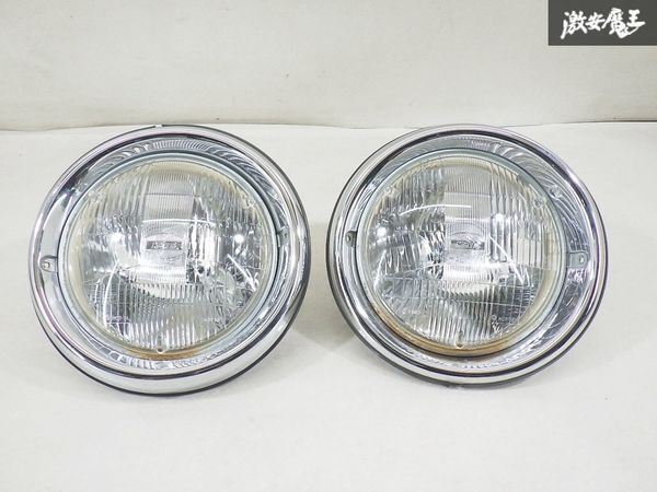 【点灯OK】 スバル 純正 TW2 サンバー ディアス クラシック 丸型 ヘッドライト メッキリム 左右 セット シールドビーム 棚13-4拍卖