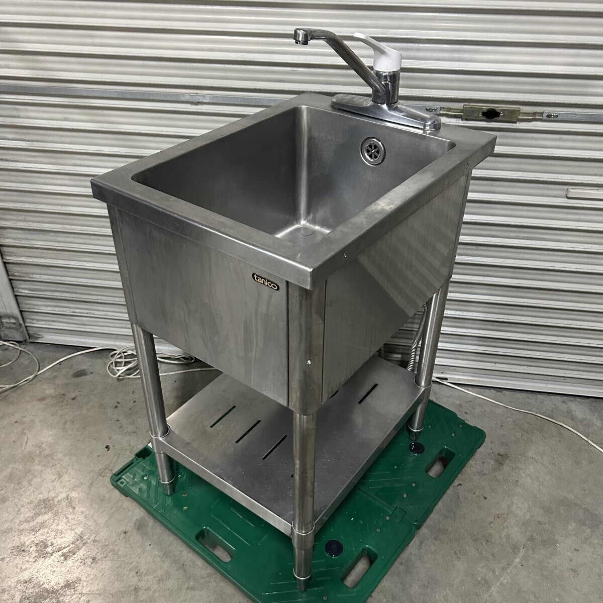 tanico タニコー 1槽シンク 流し台 蛇口付 店舗用 業務用 厨房用 H810×W450×D600mm パレット発送拍卖