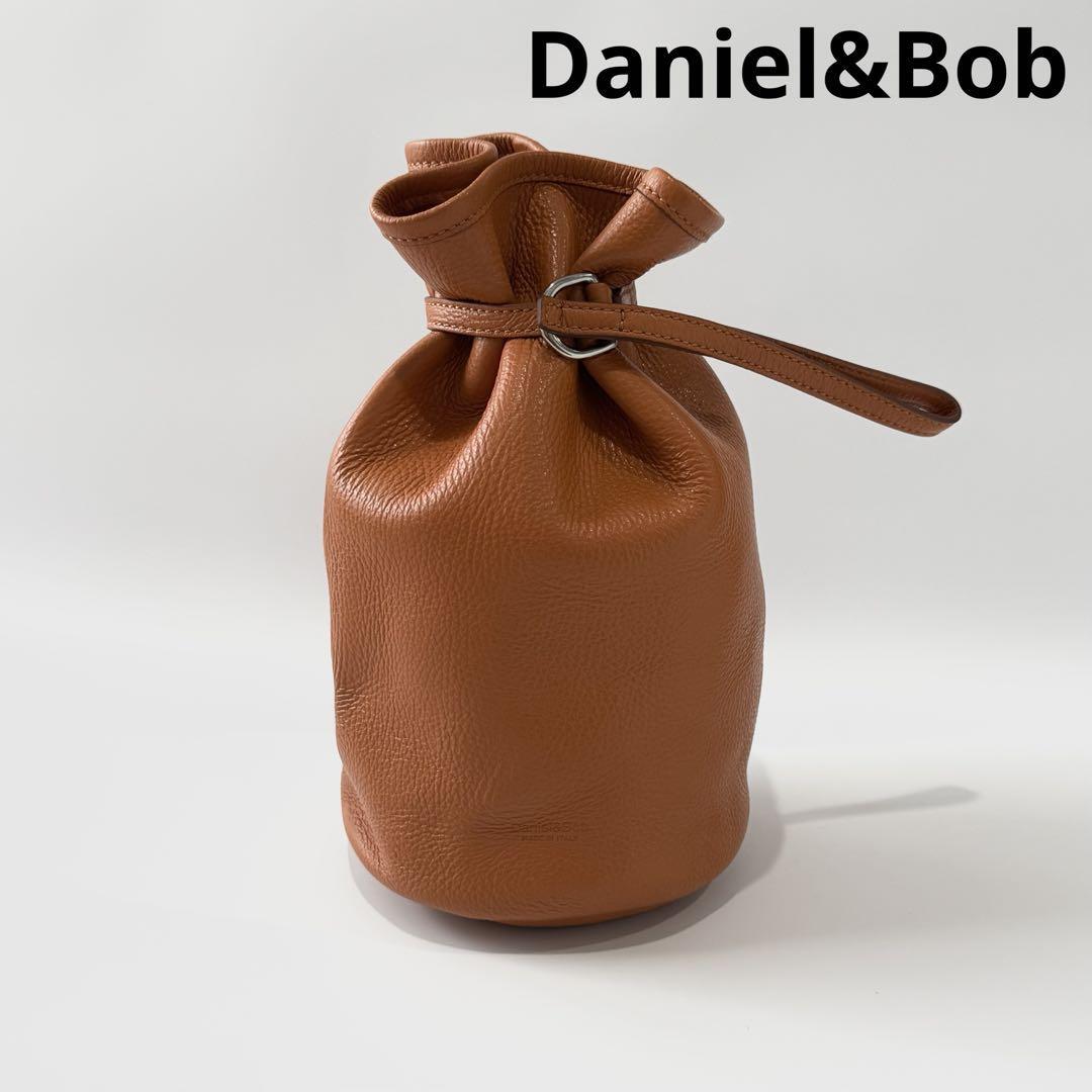 【別注】Daniel&Bob × BEAMS F ダニエルアンドボブ 巾着 シュリンクレザー バック オレンジ ポーチ ハンドバック シュリンクレザー シボ革拍卖