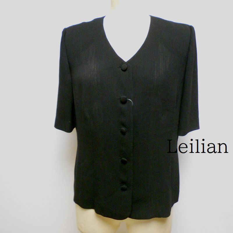 967056 Leilian レリアン 黒 半袖 シャツ ブラウス 7【クリックポスト可】拍卖