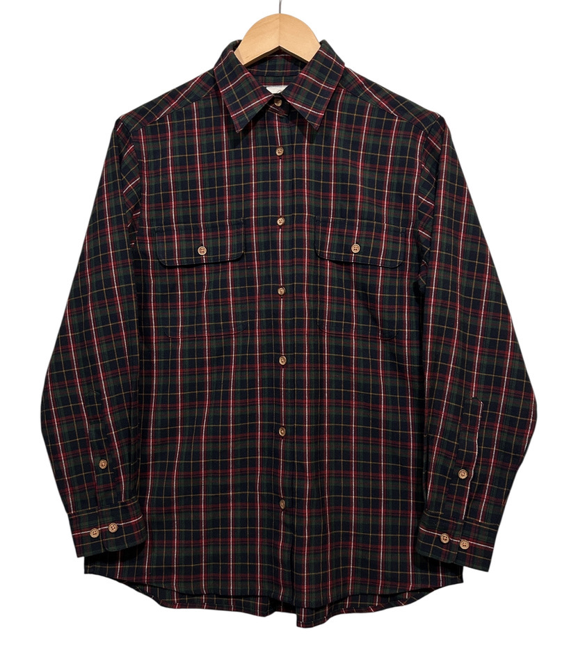 美品★Foxfire フォックスファイヤー チェック ライトネルシャツ 長袖シャツ M 紺 緑 ネイビー レディース WOMEN拍卖