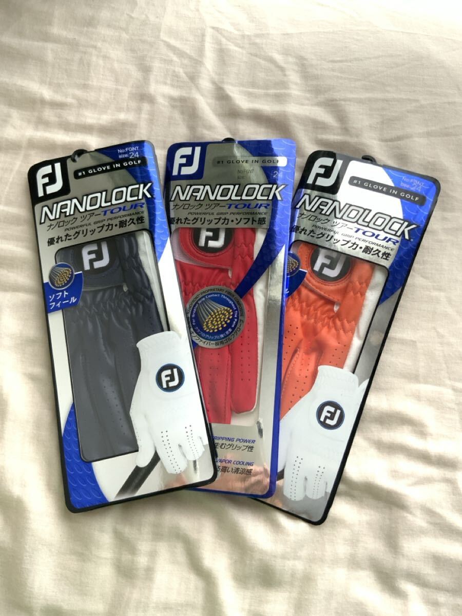 Ya★新品送料込◆フットジョイ◆ゴルフグローブ◆ナノロックツアー◆24◆ネイビーレッドオレンジ拍卖