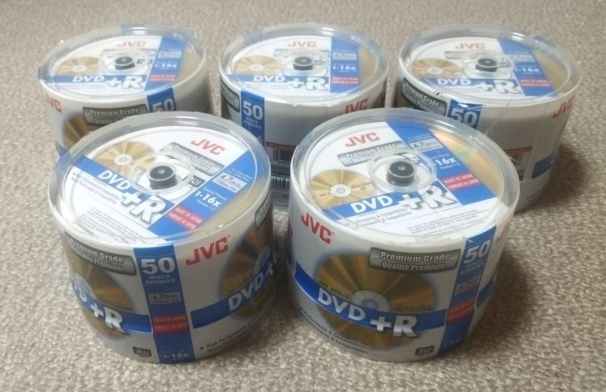 JVC (ビクター) DVD+R 1-16x 日本製 Made in japan 50枚スピンドル5本セット250枚 拍卖
