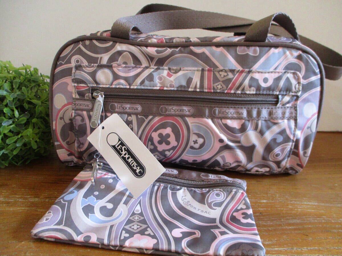 【未使用・送料込】レスポートサック LeSportsac 爽やか オシャレなデザイン ミニボストン&ミニポーチ 値札付 定価8,610円 人気 軽量 鞄拍卖