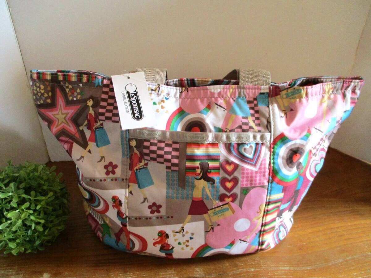 【未使用・送料込】レスポートサック LeSportsac ポップ ショッピング柄 大容量 トートバッグ 定価10,710円 軽量 人気ブランド バッグ 鞄拍卖