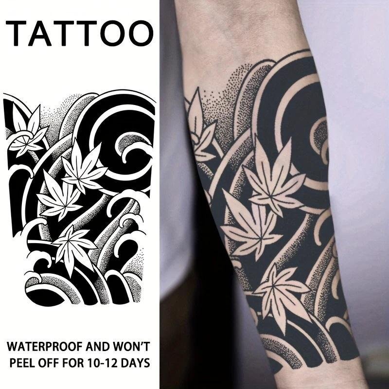 【送料無料!タトゥーシール】★刺青シール 和柄 フェイクタトゥー 約 17cm×24cm 腕 脚 リアル和彫 防水・耐久性あり! (HY-001)拍卖