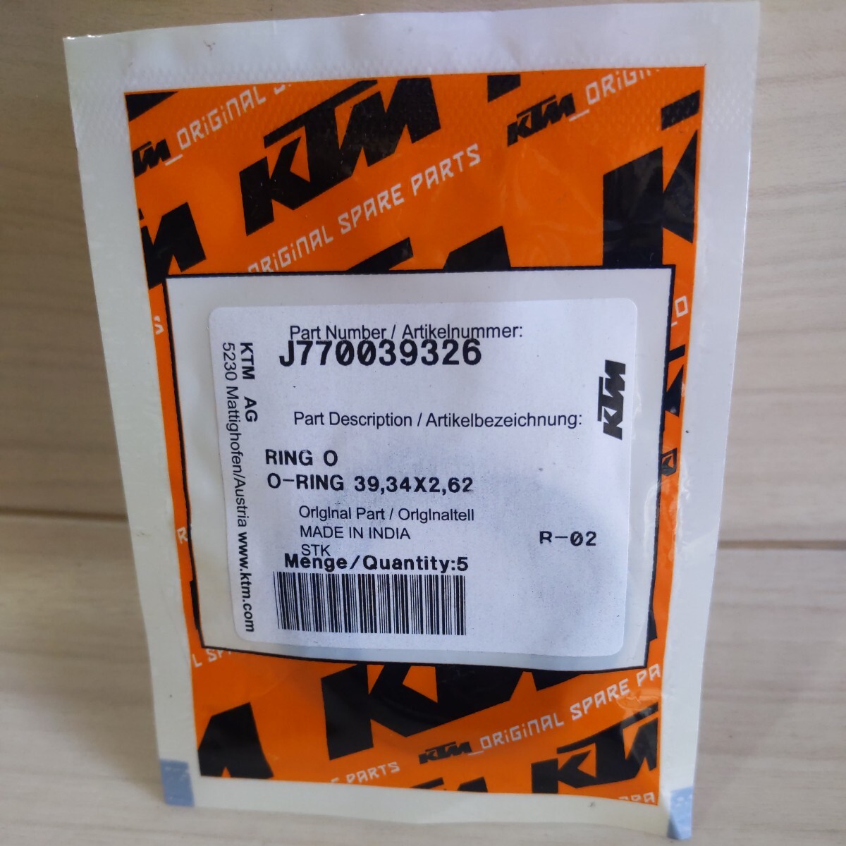 c865 KTM純正 J770039326 Oリング 5個入り 未使用 送料込み拍卖