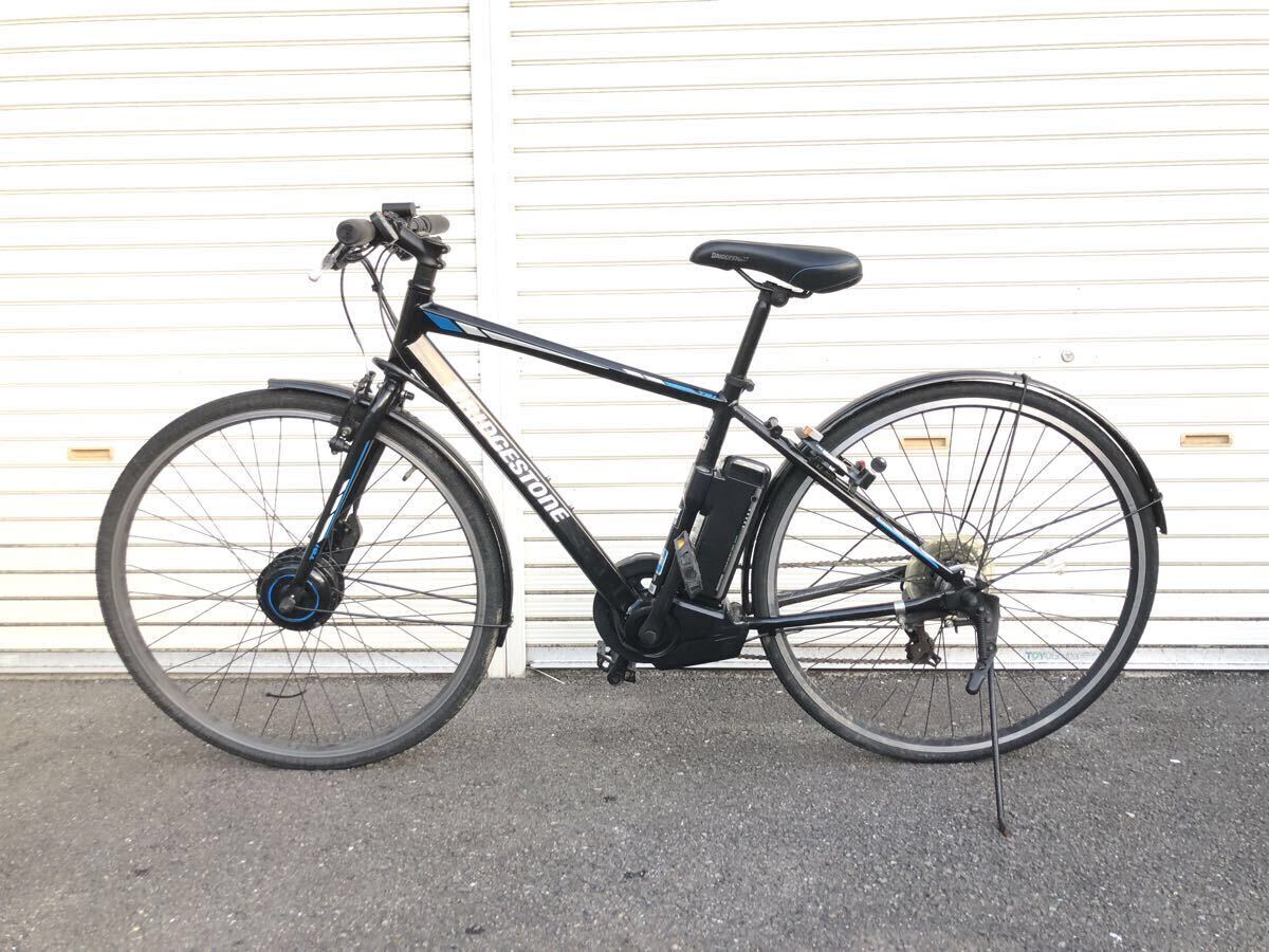 大阪 良好 2022年製 BRIDGESTONE ブリヂストン TB-1E 電動 アシスト クロスバイク 自転車 ブラック バッテリー 鍵3個 充電器 ブリジストン拍卖