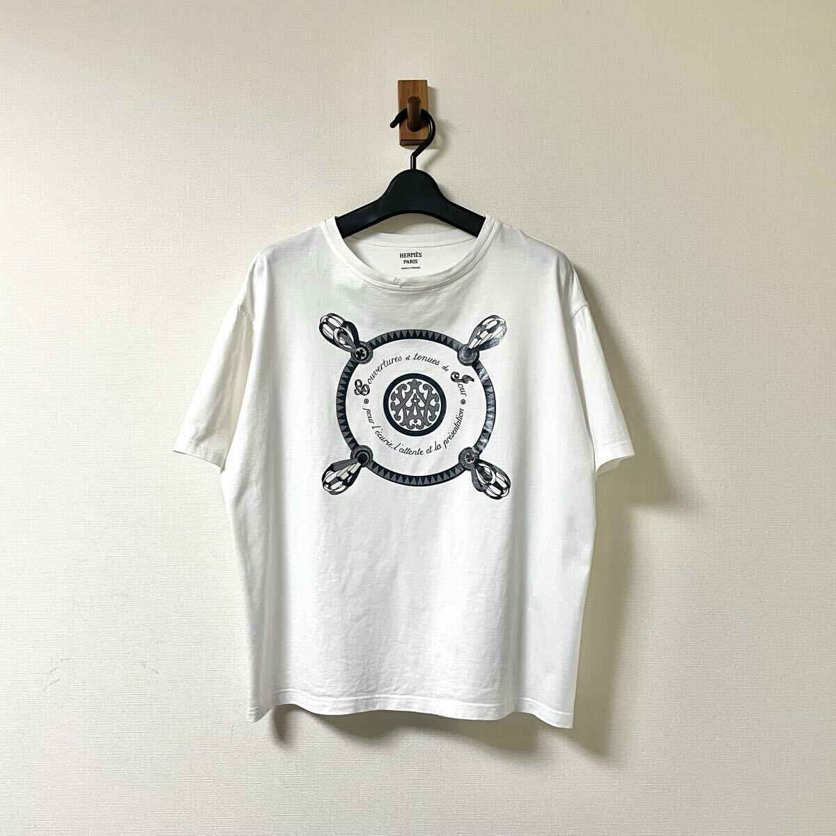 国内正規品 HERMES 20SS Tシャツ プリント ロゴ 白 半袖 ホワイト拍卖