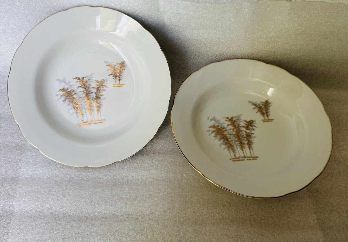 深川製磁 金銀竹林図 深皿 プレート 洋食器 2枚セット拍卖