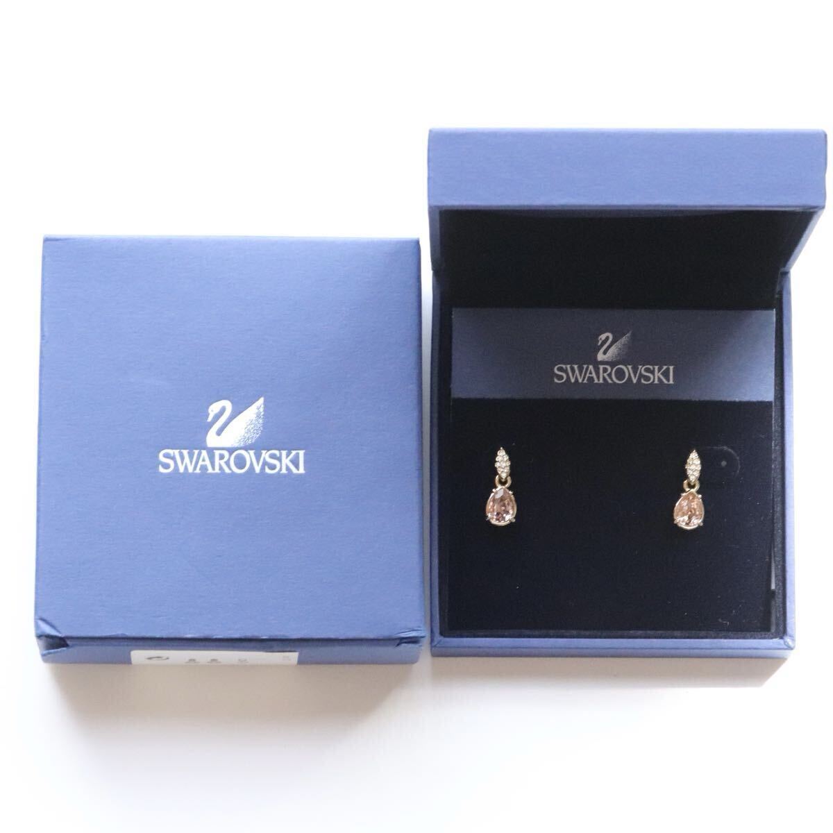 美品 スワロフスキー SWAROVSKI ドロップ ストーン ピアス ピンク ★241拍卖