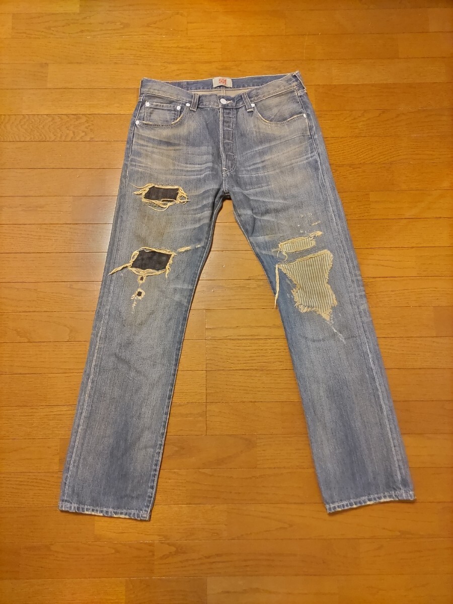 00s 古着 LEVIS リーバイス 501 デニムパンツ キムタク着用モデル リペア加工 04092500000003 拍卖