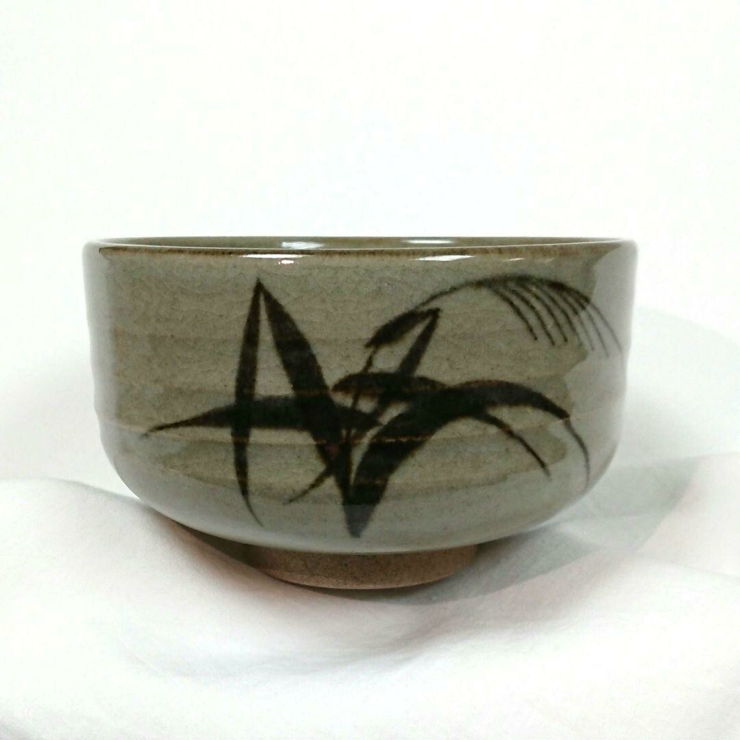 【美品】抹茶茶碗 抹茶碗 有田焼 桂山造 茶道 お稽古 茶器 和食器 ススキ 茶道具 茶碗 陶器 作家物 茶事拍卖