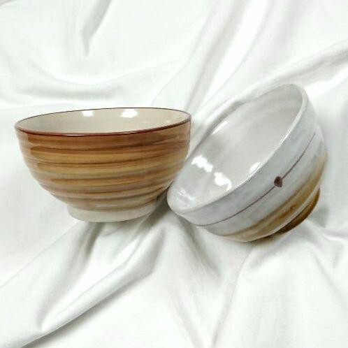ナチュラル ブラウン系 どんぶり 丼ぶり 2個セット皿 茶 ベージュ 陶器 飯碗 和食器 茶碗拍卖