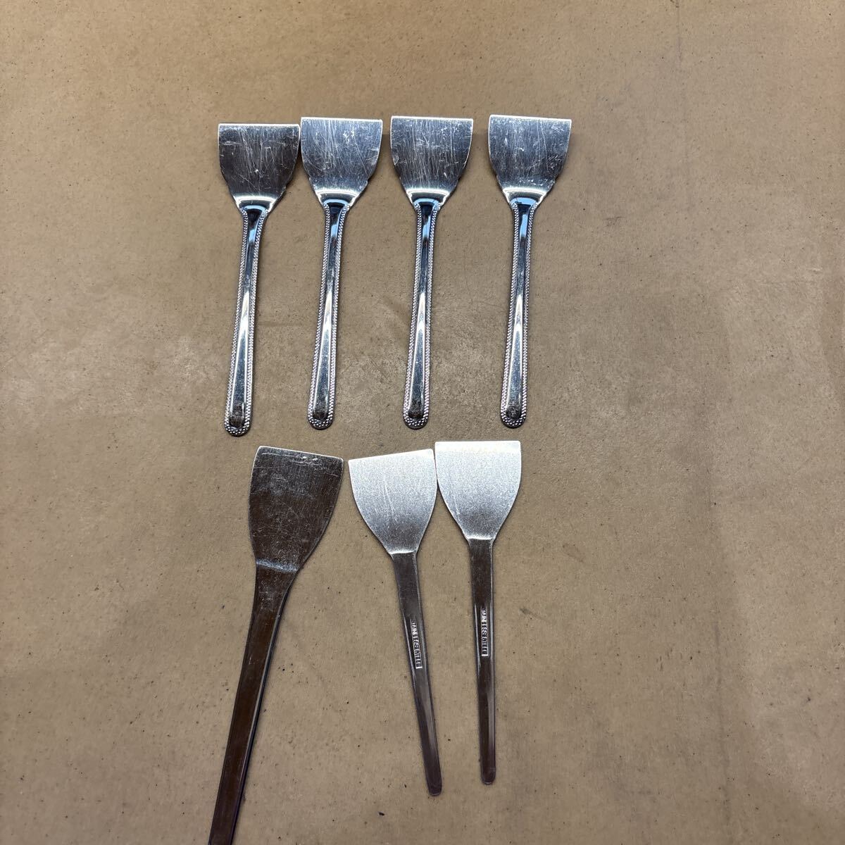 【中古】もんじゃ焼き へら 7つ ステンレス 鉄板焼き拍卖