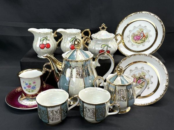 【M815】昭和レトロ ヴィンテージ 金彩 茶器セット MIYOSHI China/OZONE China/ポット/カップ&ソーサー/皿拍卖