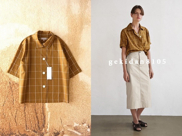 新品タグ付 MARGARET HOWELL マーガレットハウエル 2022 コットン リネン ウィンドウペンチェックシャツ カタログ掲載拍卖