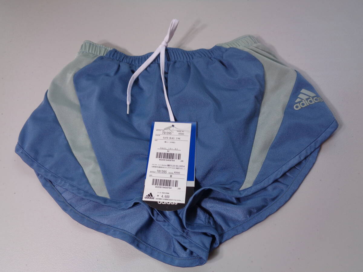 M(76~84) SLATE BLUE アディダス インナー付き ランパン ショートパンツ●レトロ●保管品拍卖