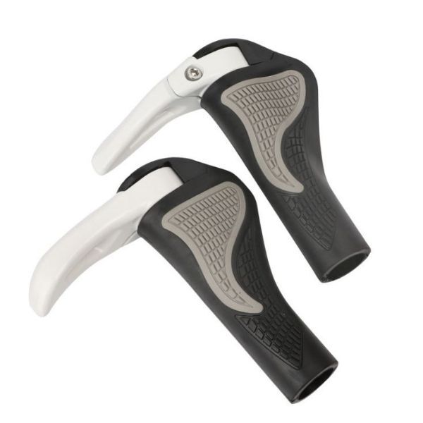 一体型グリップ バーエンド 黒白 マウンテンバイク ハンドル 握り心地良い エルゴノミクス 自転車拍卖