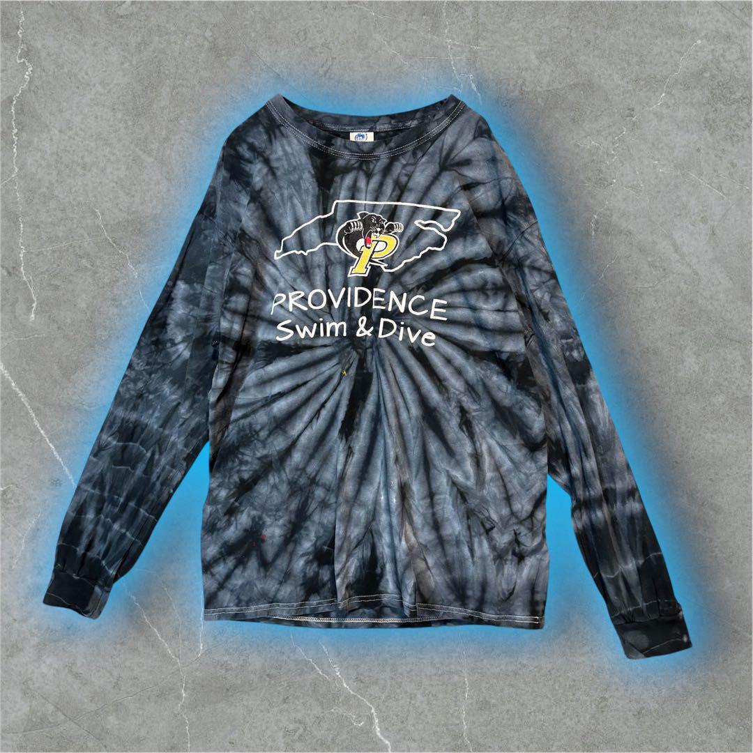 Dark Tone Spiral Tie-Dye ロンT L Y2K ブラック×グレー ダークトーン スパイラルタイダイ ロングスリーブ Tシャツ 長袖 トップス拍卖