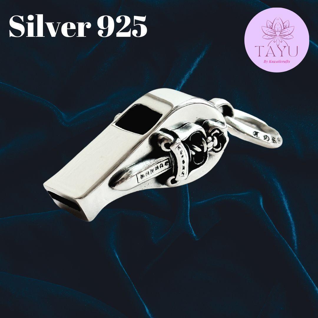 【大人気新品】Silver925タガーホイッスル短剣ペンダントトップ笛チャーム 3.5cm/8g 純銀スターリングシルバーネックレス メンズレディース拍卖