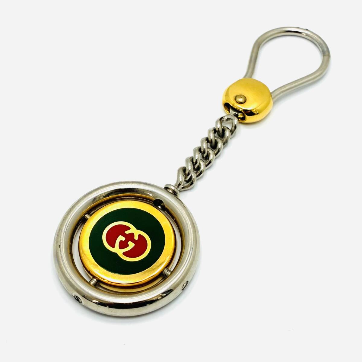 GUCCI グッチ オールドグッチ キーホルダー キーリング インターロッキング ゴールド×シルバー ヴィンテージ 男女兼用 服飾小物拍卖