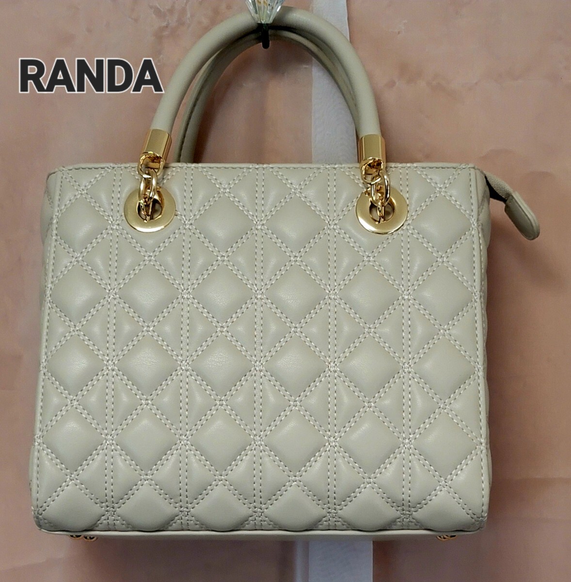 【RANDA】ランダ ハンドバッグ ベージュ キルティング 美品拍卖