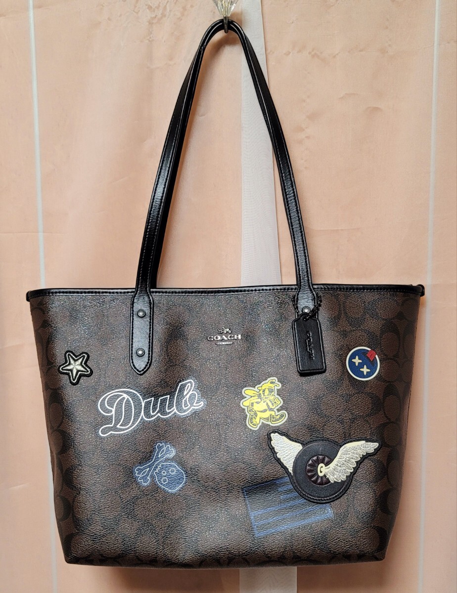 【COACH】コーチ トートバッグ シグネチャー コーティングキャンバス ワッペン F11800 美品拍卖